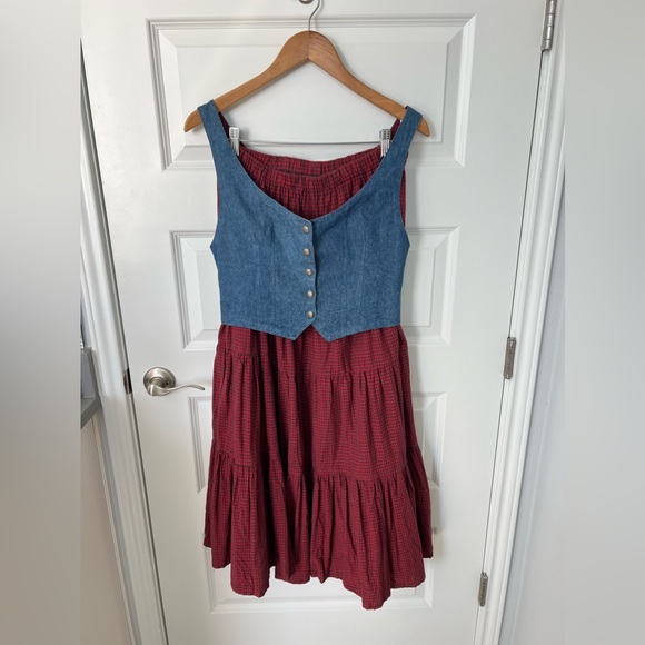 VINTAGE PATRICIA WOLF 2PC Denim Vest and Matching Prairie Skirt - Picture 1 of 11